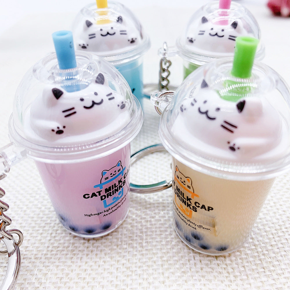 Cat Boba Keychain, Backpack Charm, Cute Birthday Gift