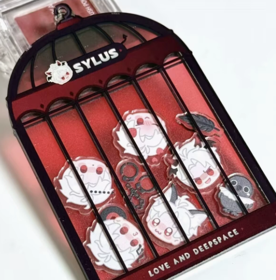 Love and Deepspace Sylus Acrylic Shaker Bag Charm | Cute Chibi Anime Collectible