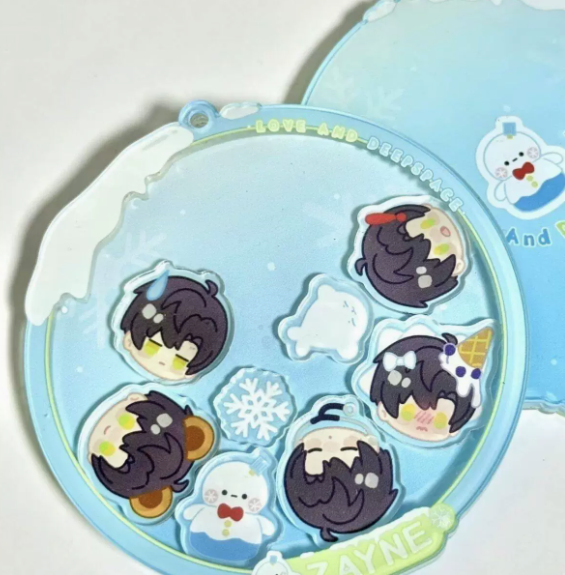 Love and Deepspace Zayne Acrylic Shaker Bag Charm | Cute Chibi Anime Collectible