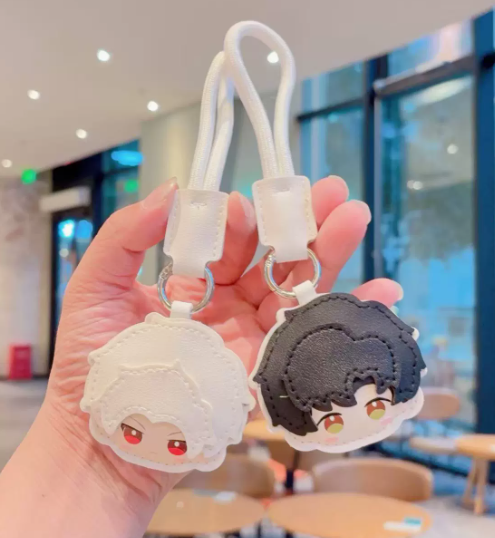 Love and Deepspace Caleb Cute Leather Bag Charm | Anime Keychain Pendant Collectible Gift