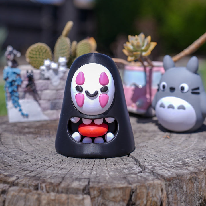 Spirited Away No-Face Chibi Figurine, 3D Printed Kawaii Desk Decor, Fan-Made Anime Collectible