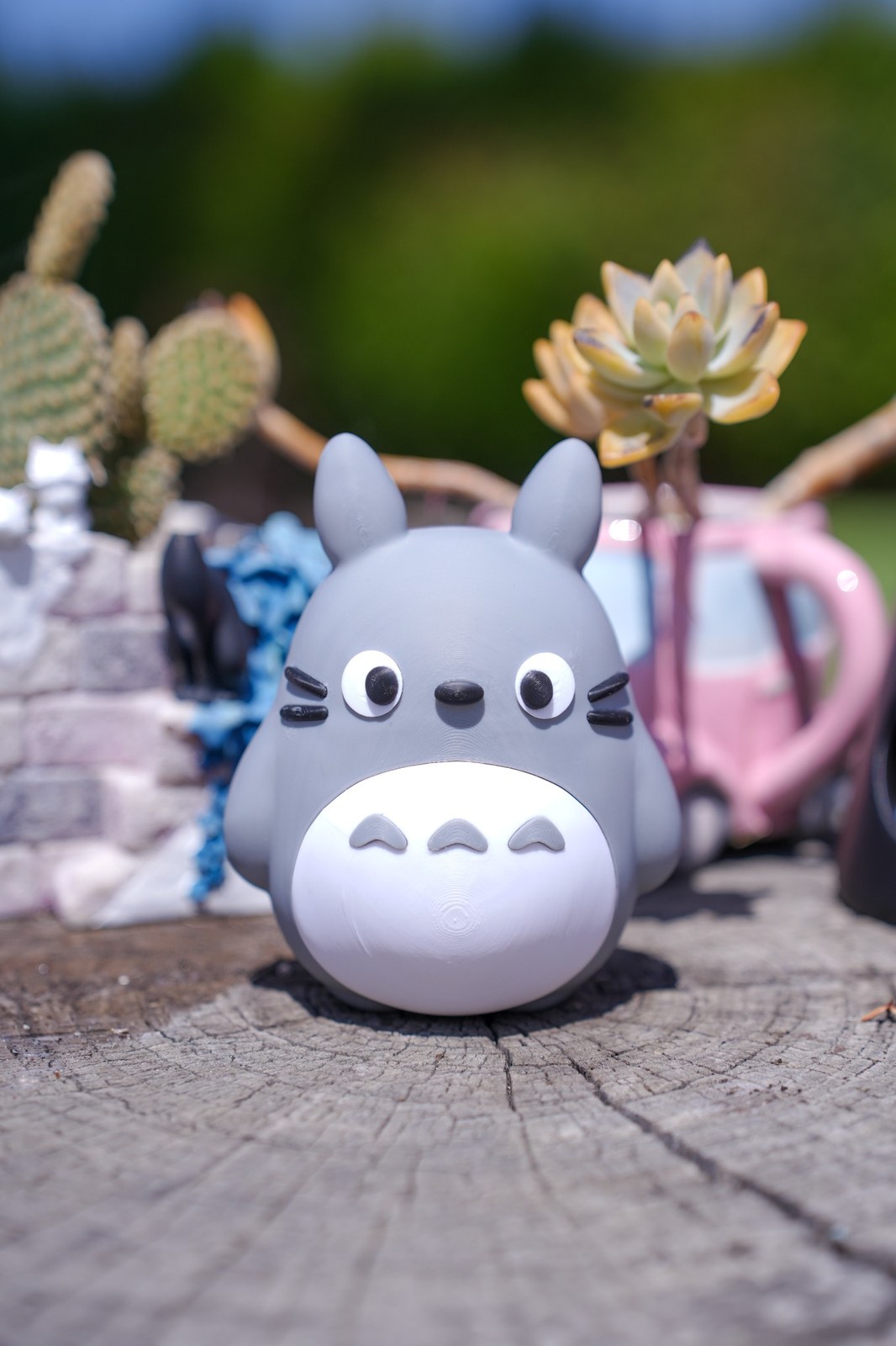 Totoro Inspired Chibi Figurine, 3D Printed Gray Forest Spirit, Kawaii Anime Desk Decor