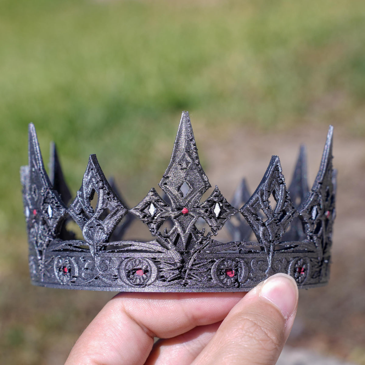 Love and Deepspace Xavier Moonfall Crown, 3D Printed Mini Doll Crown, King of Darknight Collectible, Gothic Doll Accessory — view 2