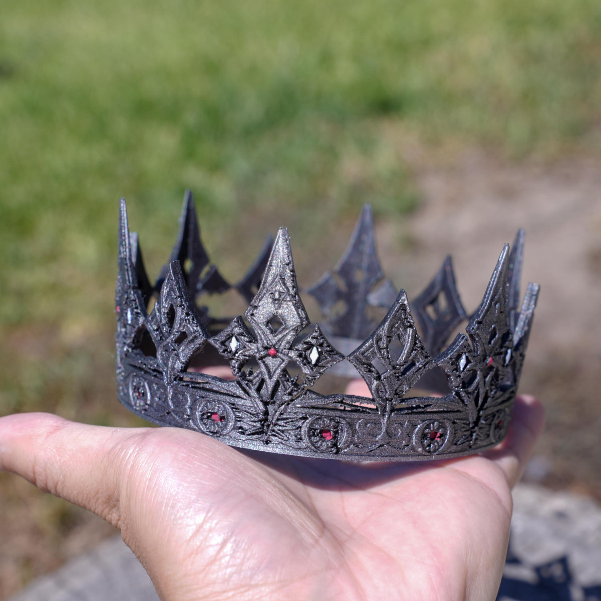 Love and Deepspace Xavier Moonfall Crown, 3D Printed Mini Doll Crown, King of Darknight Collectible, Gothic Doll Accessory — view 4