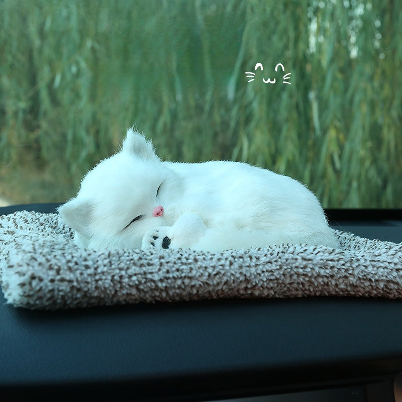 Lifelike White Cat Bamboo Charcoal Bag Car Accessories